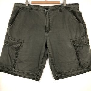 Faded Glory Mens Cargo Shorts Size 42 Flat Front Drawstring Waist Olive-Grey